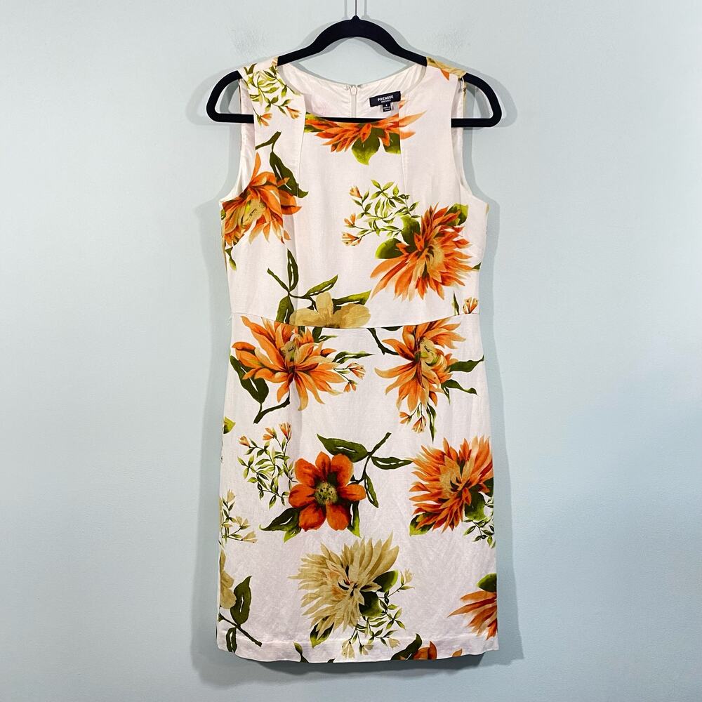 Premise Studio Women's Floral Linen Blend Sleeveless Sheath Dress Size 8